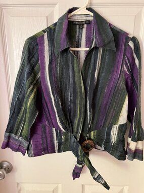 LAFAEYETTE 148 New York Black/Purple Ladies' Blouse/Top Size 10